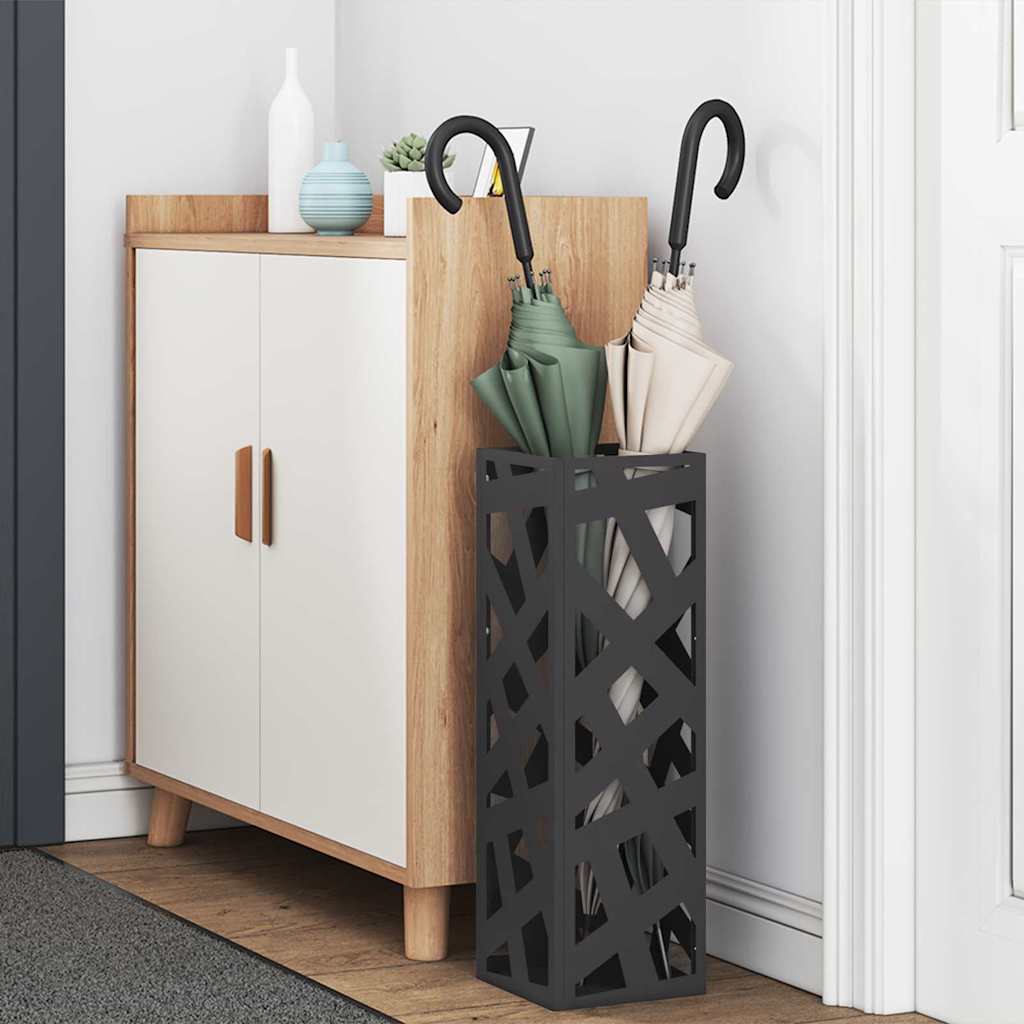 Portaombrelli Vidaxx con contenitore nero 15,5 x 15,5 x 49 cm in metallo