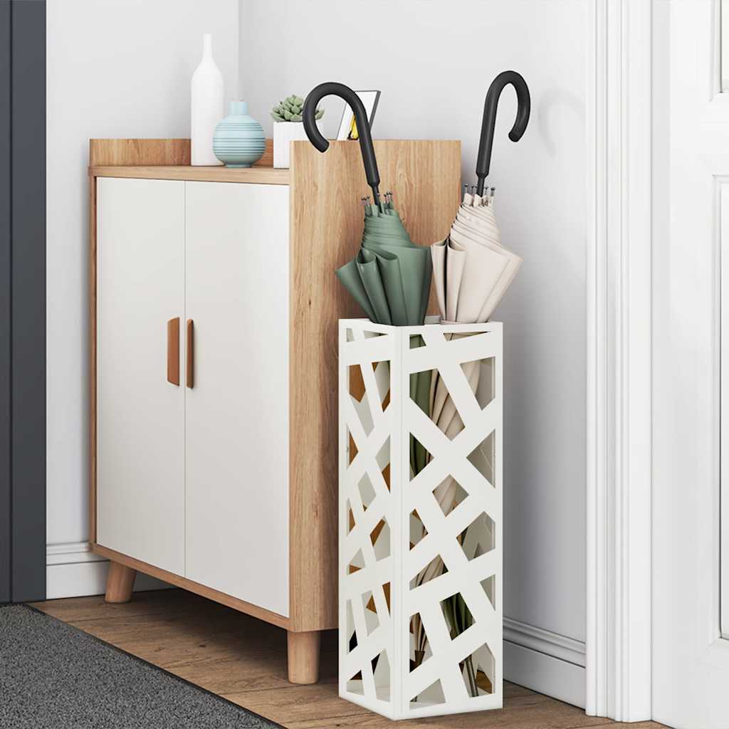 Vidaxl paraplu standaard met opslag wit 15,5 x 15,5 x 49 cm metaal