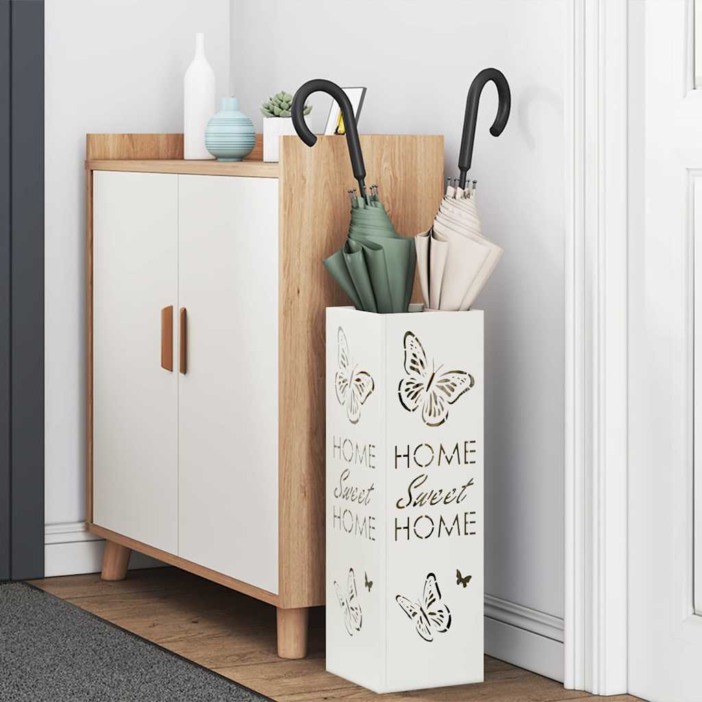 Portaombrelli VidaXL con contenitore bianco 15,5 x 15,5 x 49 cm in metallo