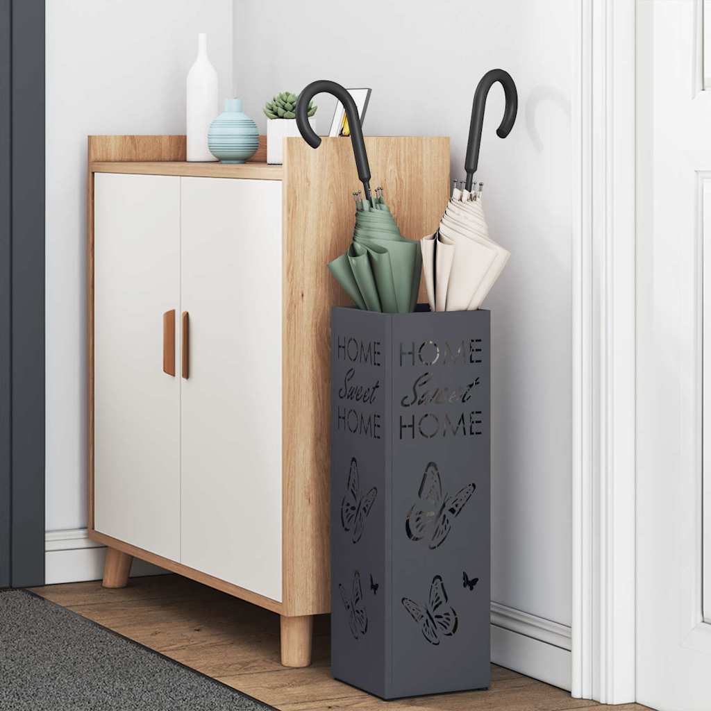 Vidaxl paraplu standaard antraciet 15,5 x 15,5 x 49 cm metaal