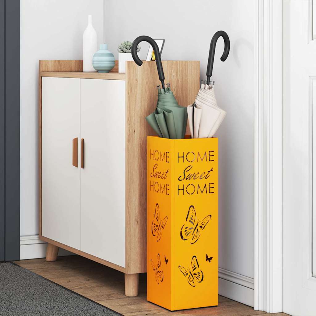 Vidaxl paraplu standaard mosterdgeel 15,5 x 15,5 x 49 cm metaal