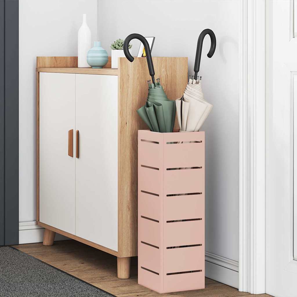 Vidaxl paragüero con almacenamiento rosa 15,5 x 15,5 x 49 cm metal