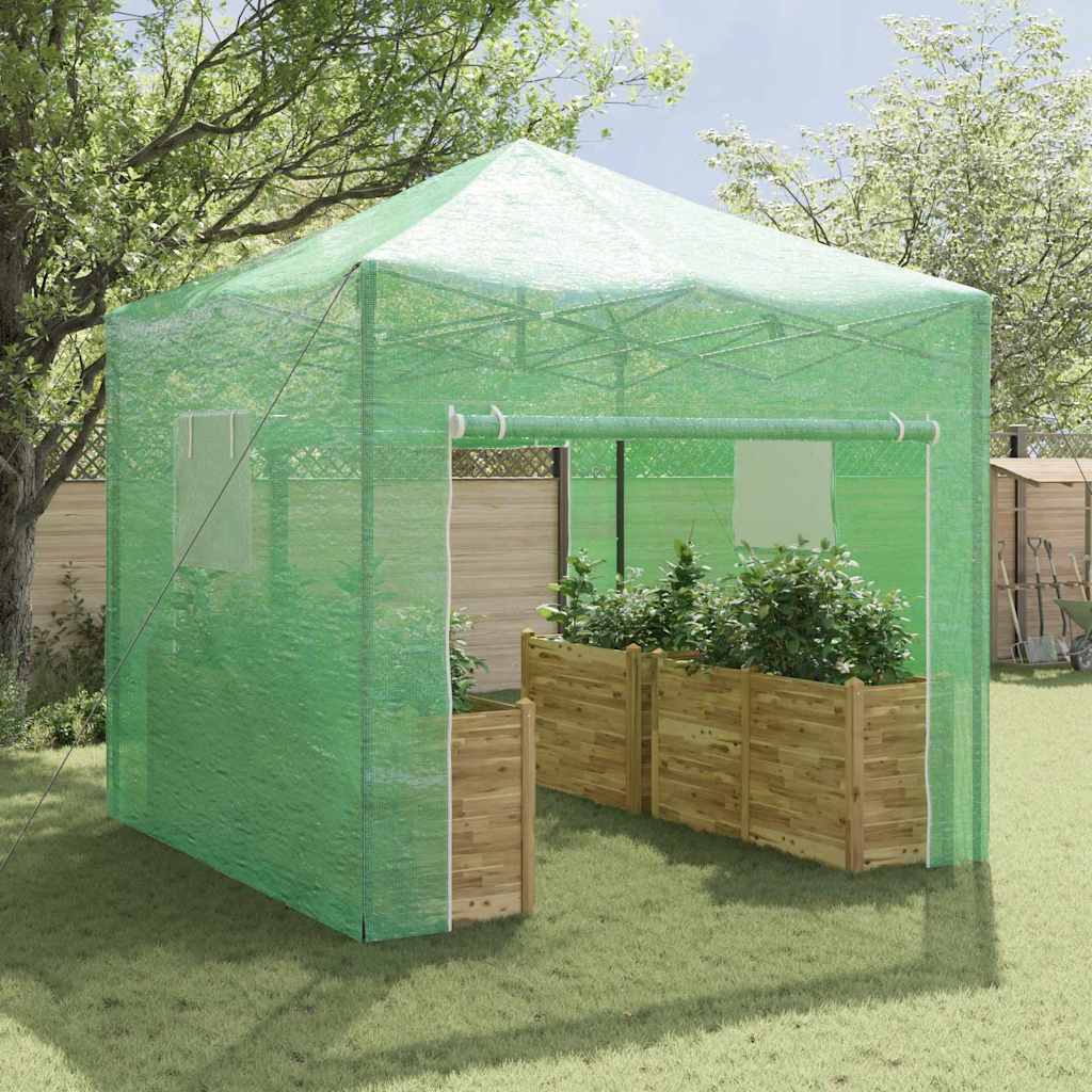 Serra VidaXL con struttura pop-up con tetto verde 290 x 290 x 315 cm in ferro