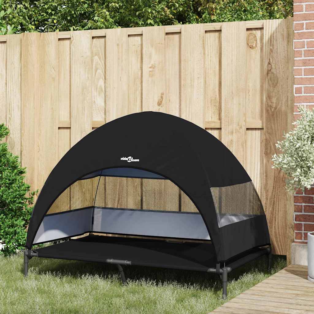 Cuccia rialzata per cani Vidaxx nera 127 x 81 x 108 cm tessuto e acciaio