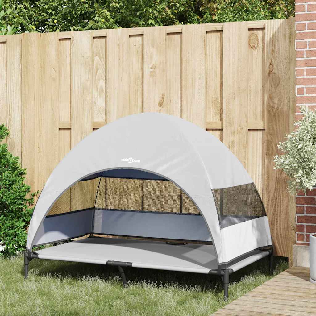 Cuccia rialzata per cani Vidaxx grigio argento 127 x 81 x 108 cm tessuto e acciaio