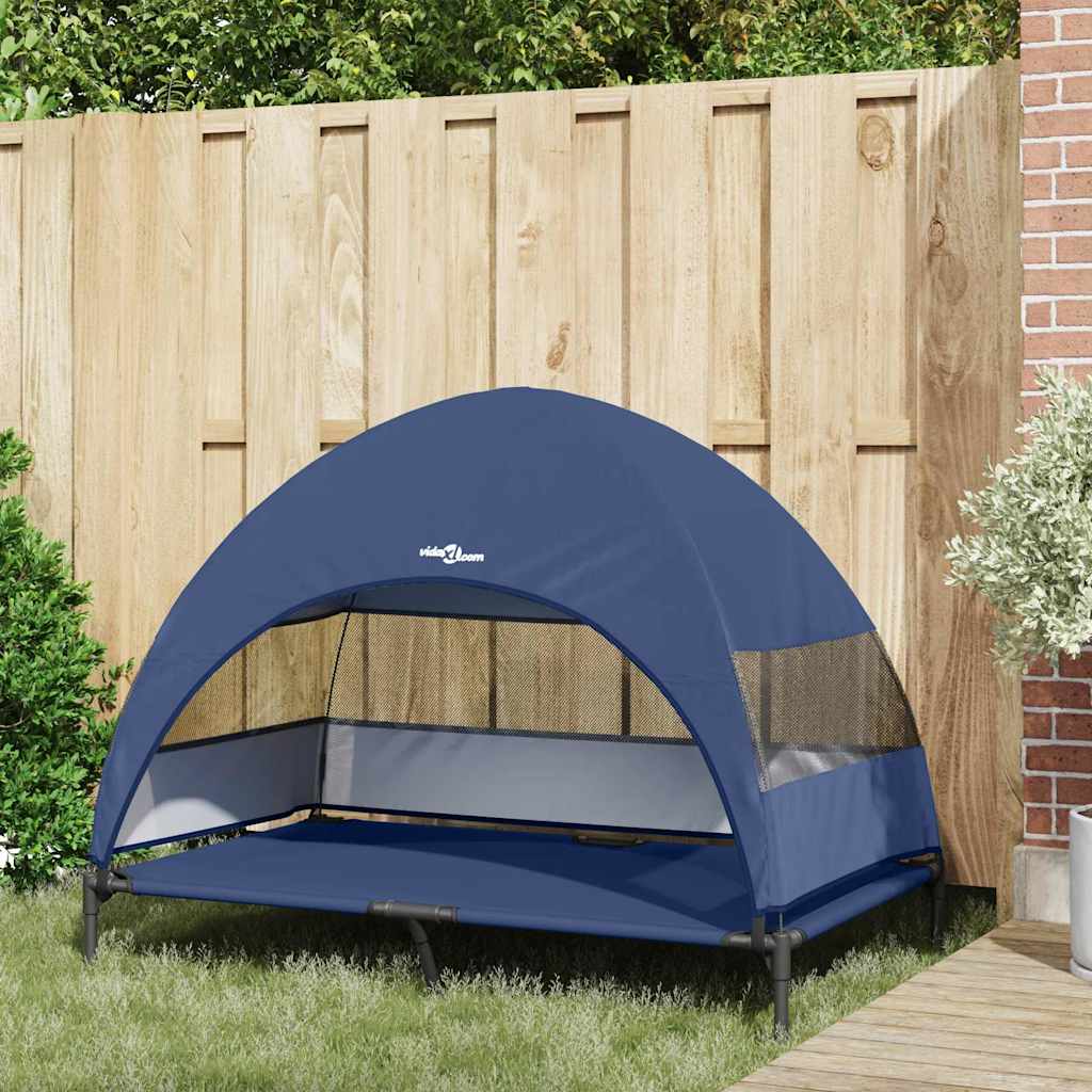 Cuccia rialzata per cani Vidaxx blu navy 127 x 81 x 108 cm tessuto e acciaio