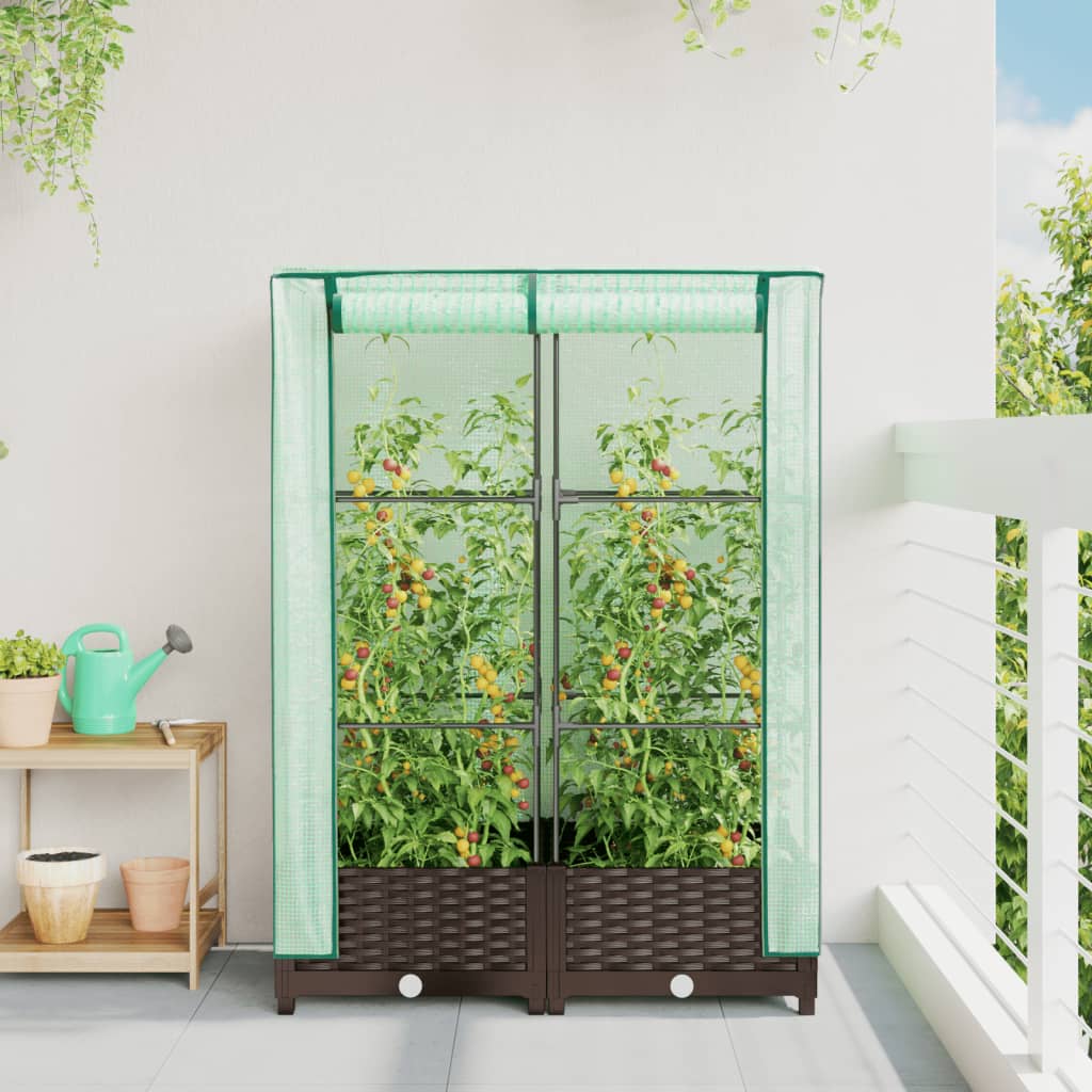 Vidaxl fioriera allevata con kashoes 80x40x123 cm rattanlook