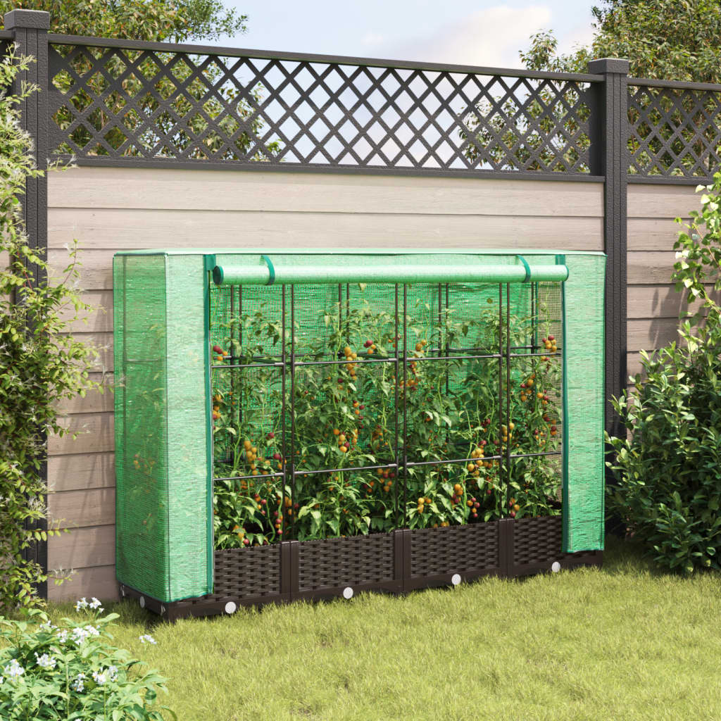 Vidaxl fioriera allevata con kashoes 160x40x123 cm rattanlook