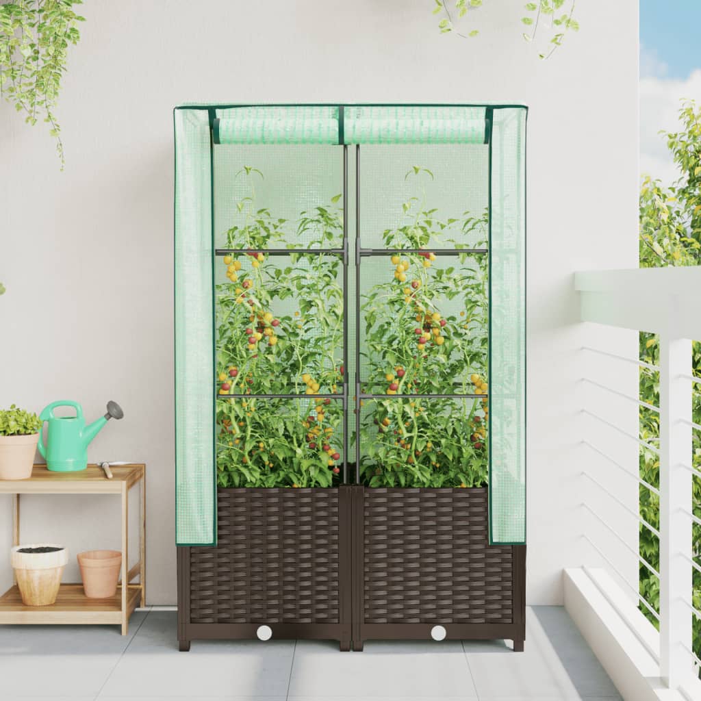 Vidaxl fioriera allevata con kashoes 80x40x138 cm rattanlook