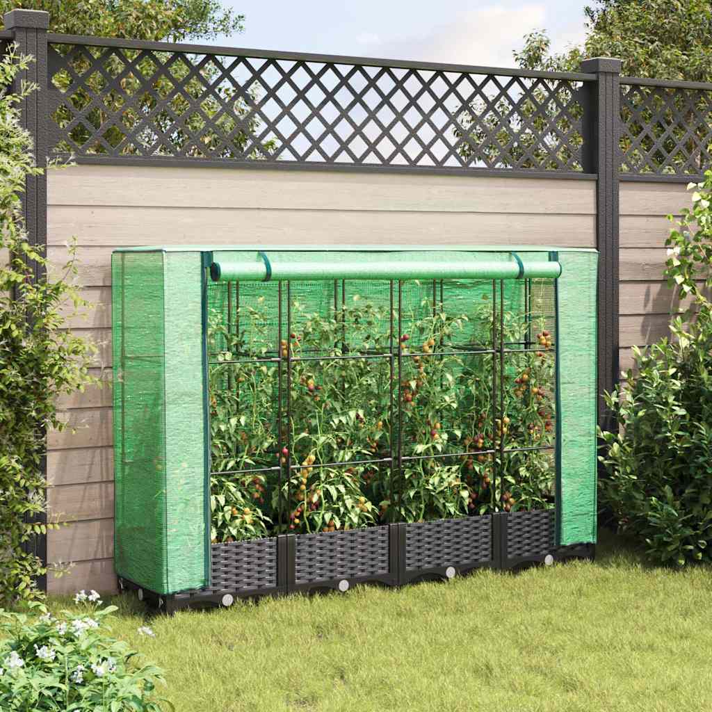 Vidaxl fioriera allevata con kashoes 160x40x123 cm rattanlook