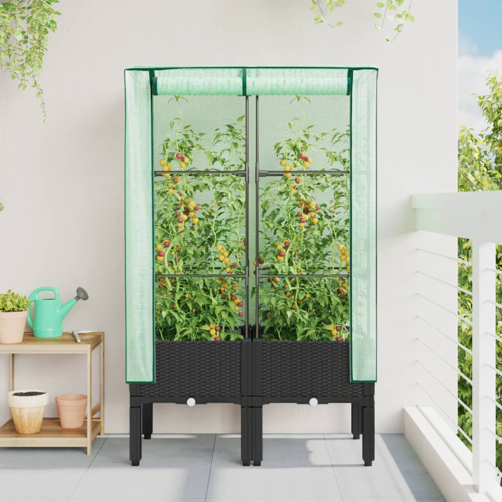 Vidaxl fioriera allevata con kashoes 80x40x140 cm rattanlook