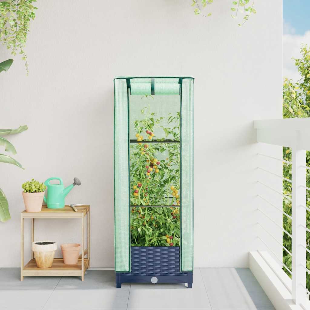 Vidaxl fioriera allevata con kashoes 40x40x123 cm rattanlook