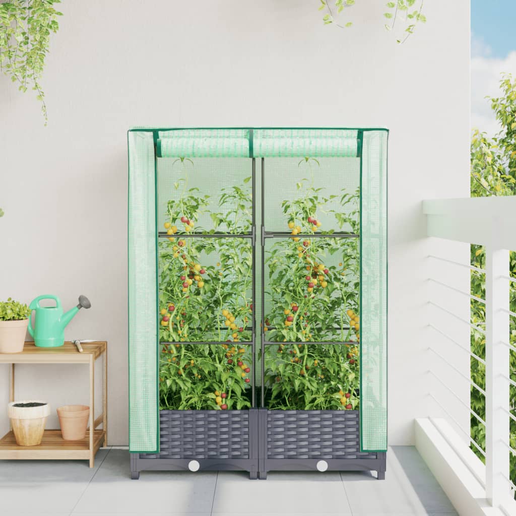 Vidaxl fioriera allevata con kashoes 80x40x123 cm rattanlook