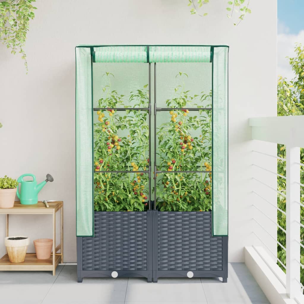Vidaxl fioriera allevata con kashoes 80x40x138 cm rattanlook