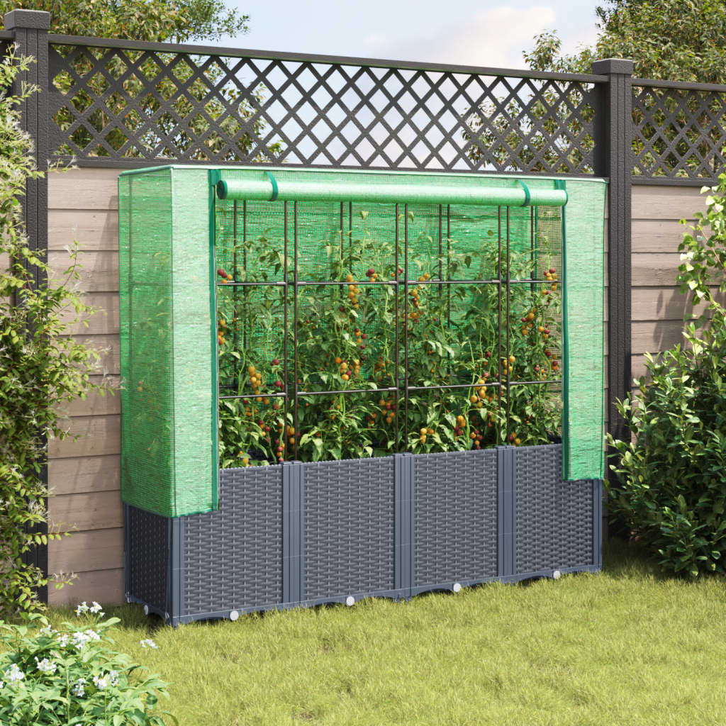 Vidaxl fioriera allevata con kashoes 160x40x153 cm rattanlook