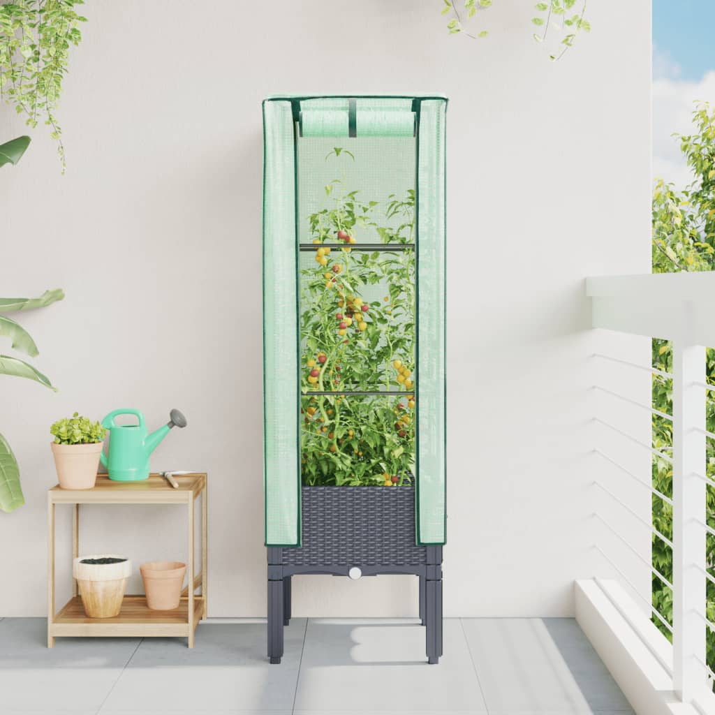 Vidaxl fioriera allevata con kashoes 40x40x140 cm rattanlook