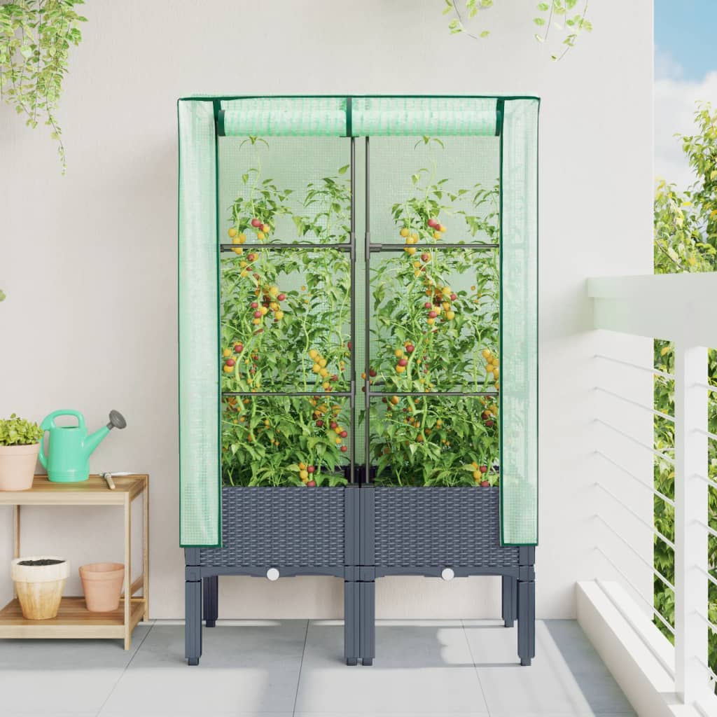 Vidaxl fioriera allevata con kashoes 80x40x140 cm rattanlook