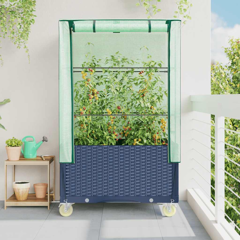 Vidaxl fioriera sollevata con copertina e ruote 80x50x182 cm rattanlook