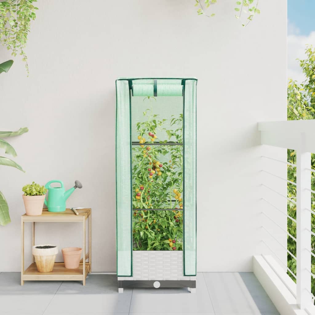 Vidaxl fioriera allevata con kashoes 40x40x123 cm rattanlook