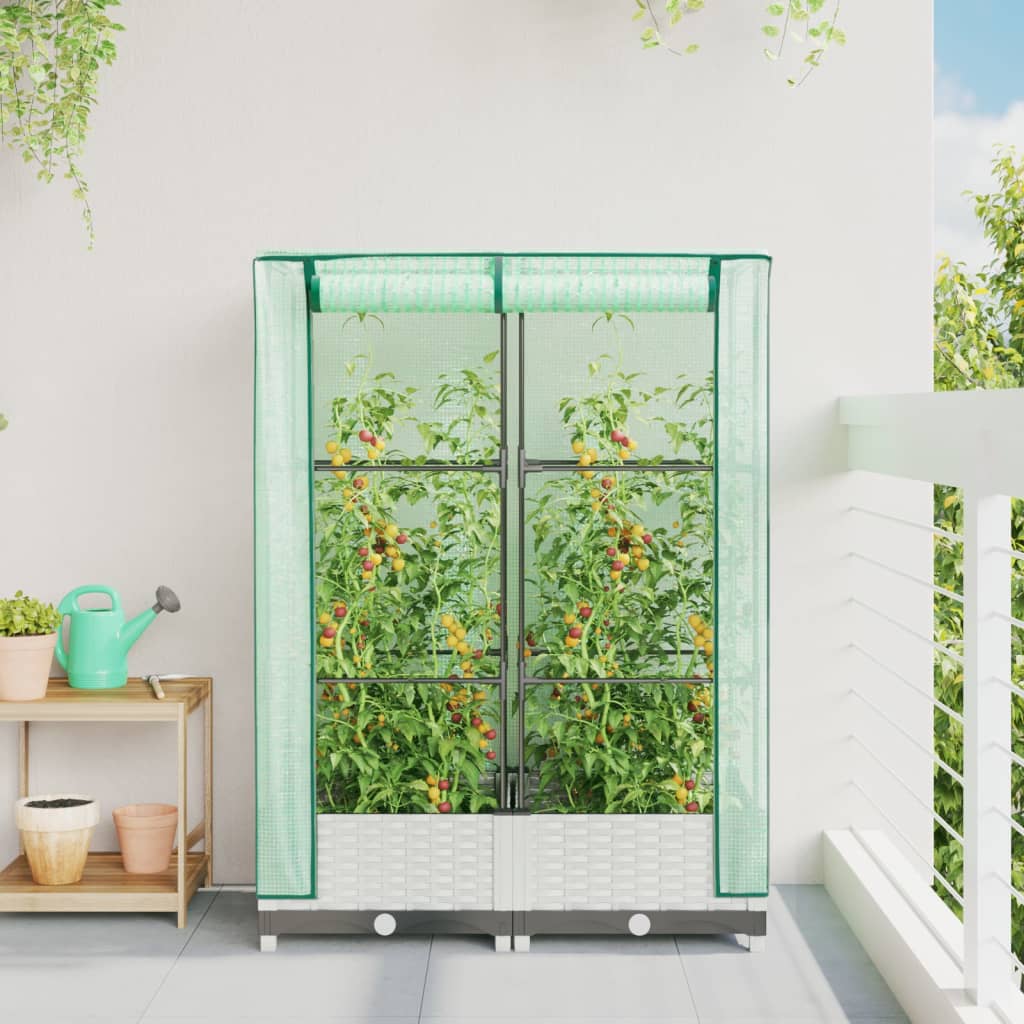 Vidaxl fioriera allevata con kashoes 80x40x123 cm rattanlook
