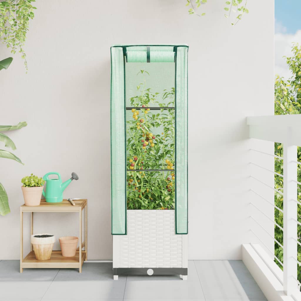 Vidaxl fioriera allevata con kashoes 40x40x139 cm rattanlook