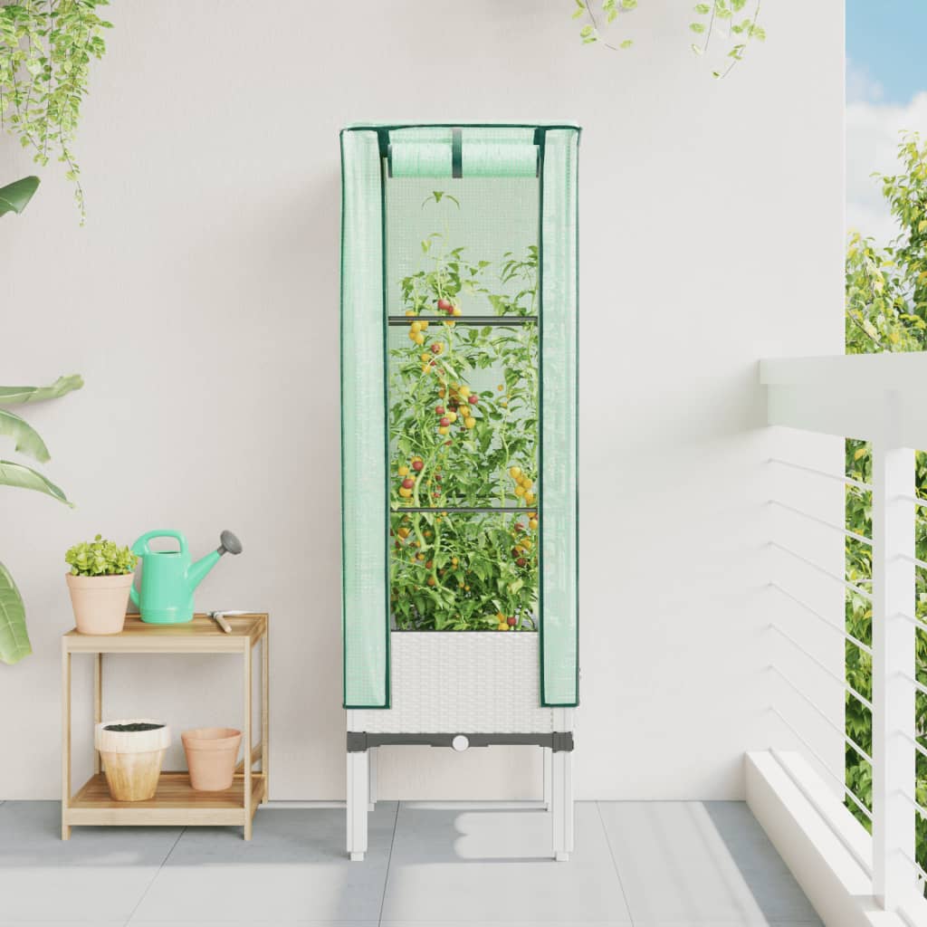 Vidaxl fioriera allevata con kashoes 40x40x140 cm rattanlook