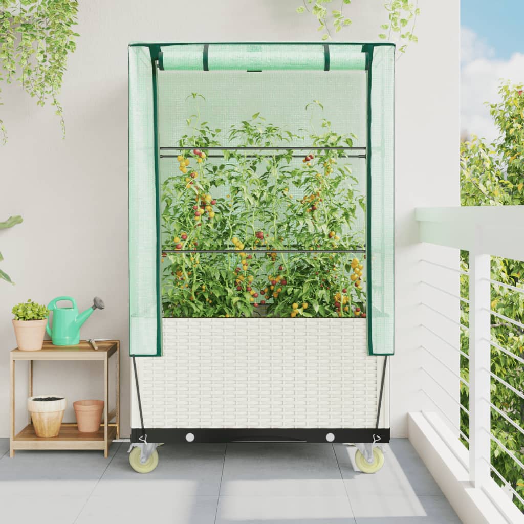 Vidaxl fioriera sollevata con copertina e ruote 80x50x182 cm rattanlook