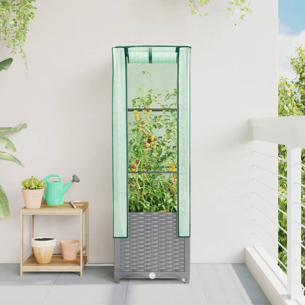 Vidaxl fioriera allevata con kashoes 40x40x139 cm rattanlook