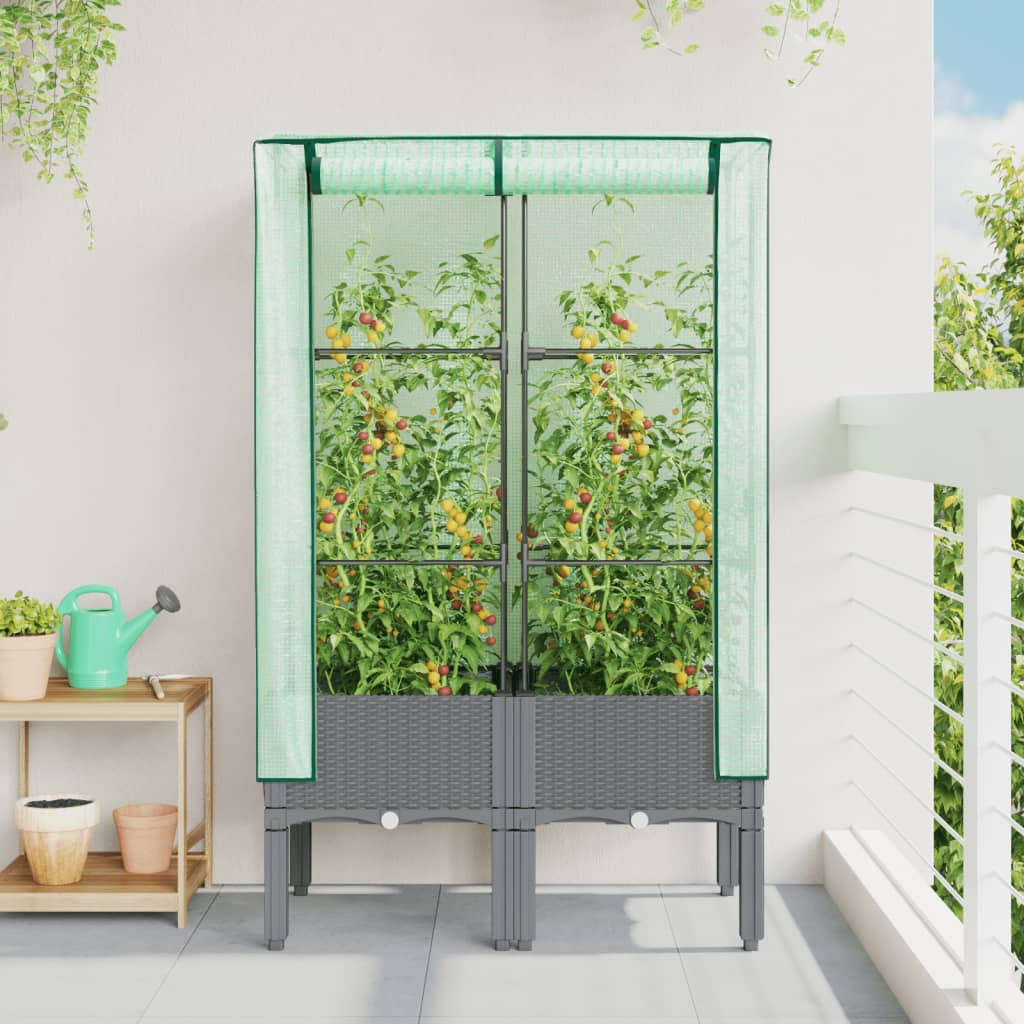Vidaxl fioriera allevata con kashoes 80x40x140 cm rattanlook