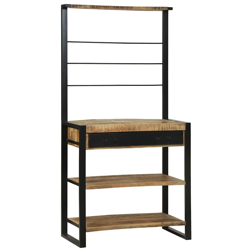 Vidaxx estante de cocina marrón y negro 80 x 40 x 160 cm madera maciza de mango