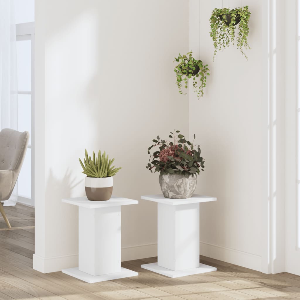 Estándares de plantas Vidaxl 2 PCS 30x30x40 cm de madera procesada blanca