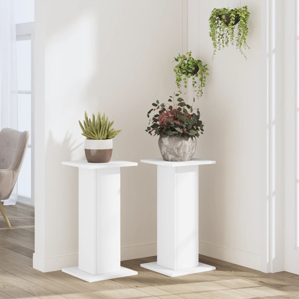Estándares de plantas Vidaxl 2 PCS 30X30X60 CM Madera procesada Blanca
