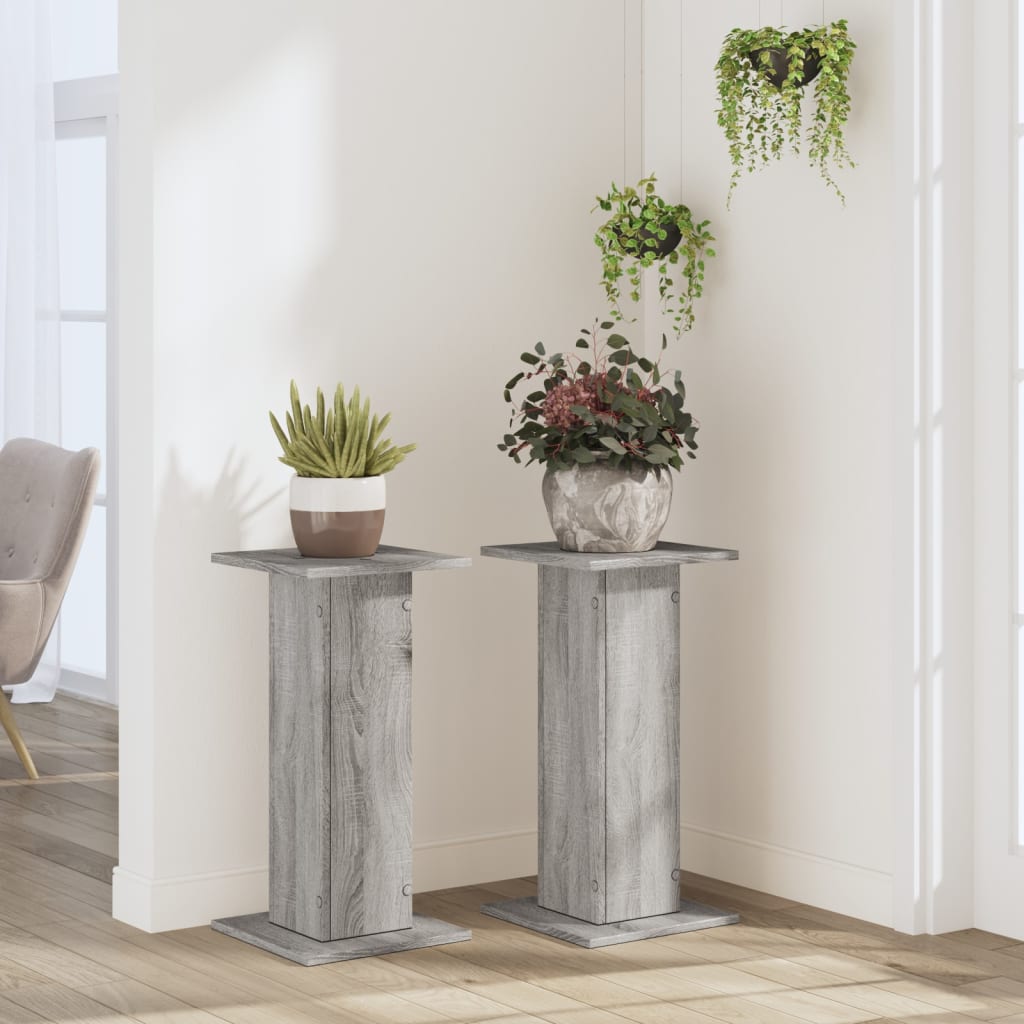 Estándares de plantas Vidaxl 2 PCS 30X30X60 CM Madera procesada Grey Sonoma