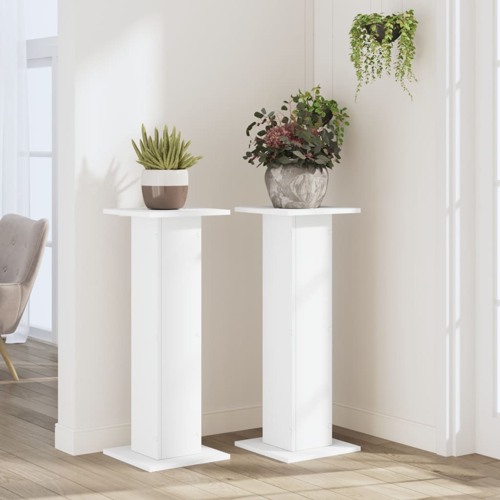 Estándares de planta Vidaxl 2 ST 30X30X80 cm de madera procesada blanca