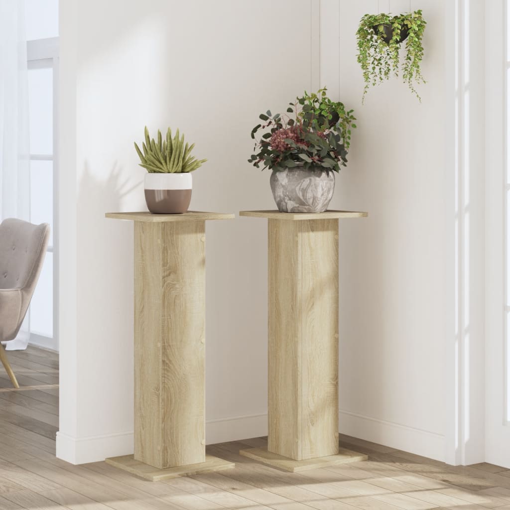 Estándares de plantas Vidaxl 2 PCS 30X30X80 CM Madera procesada Sonoma Oak