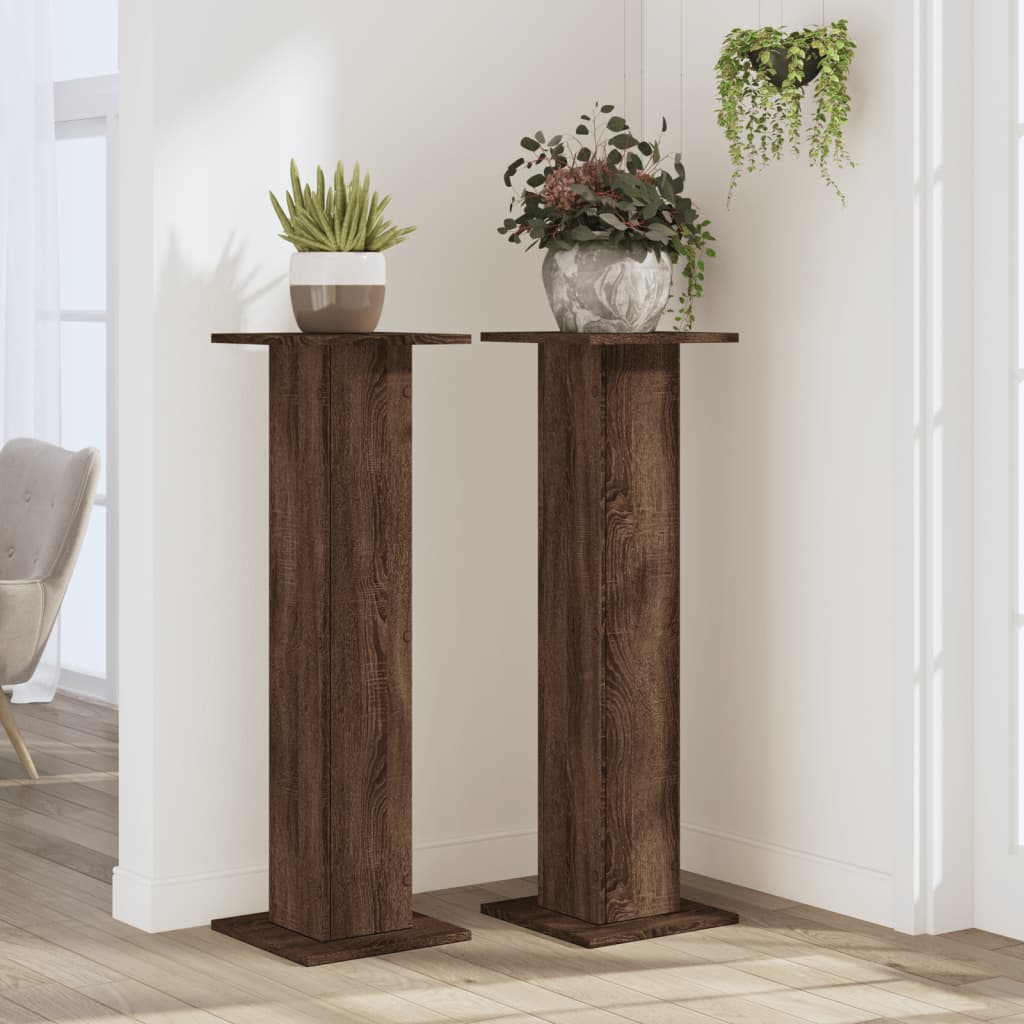 Estándares de plantas Vidaxl 2 PCS 30X30X95 CM Oak de madera procesada de madera.