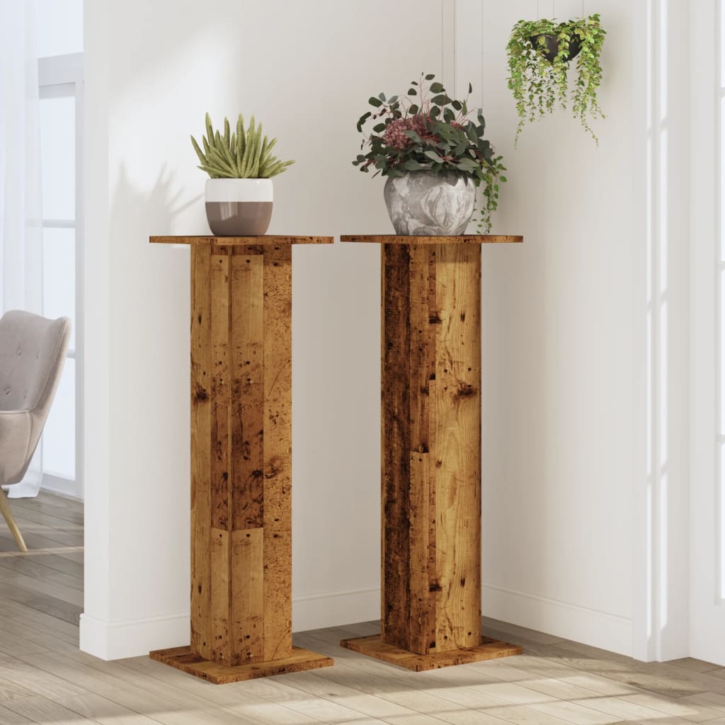 Supporti per piante Vidaxxl 2 pz 30x30x95 cm in legno trattato, color legno vecchio