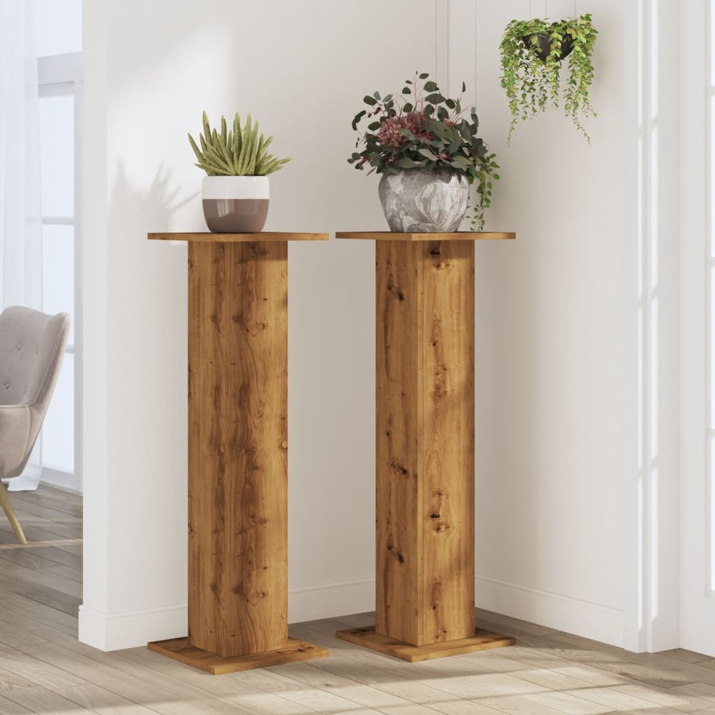VidaXL maceteros 2 uds 30x30x95 cm madera artesanal roble