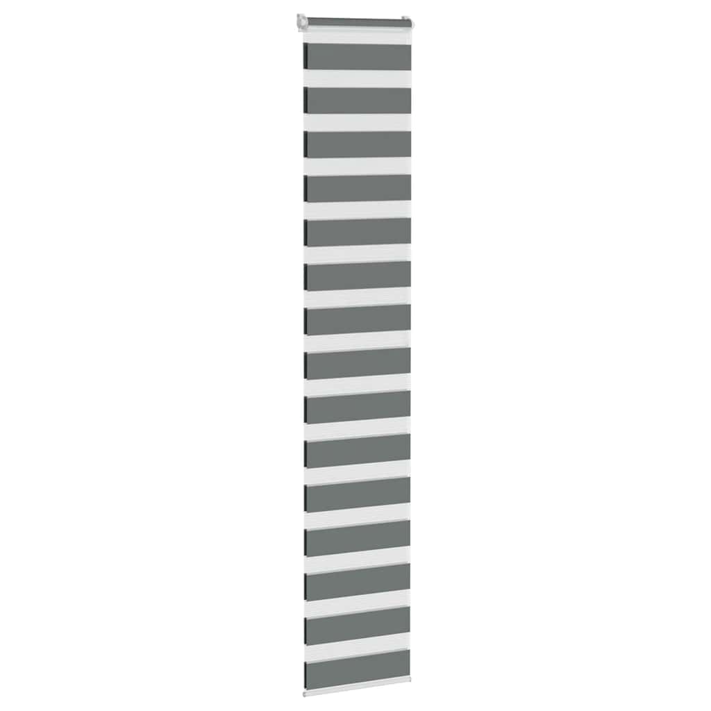 Vidaxl Zebra Roller Blind 45x200 cm ancho de polvo 40.9 cm de color gris oscuro