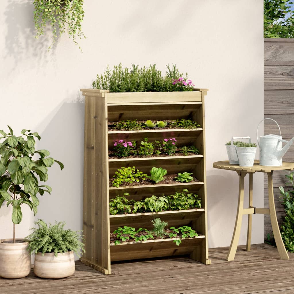 Vidaxl Herb Box 6 La capa 69x40x101.5 cm de madera de pino impregnada