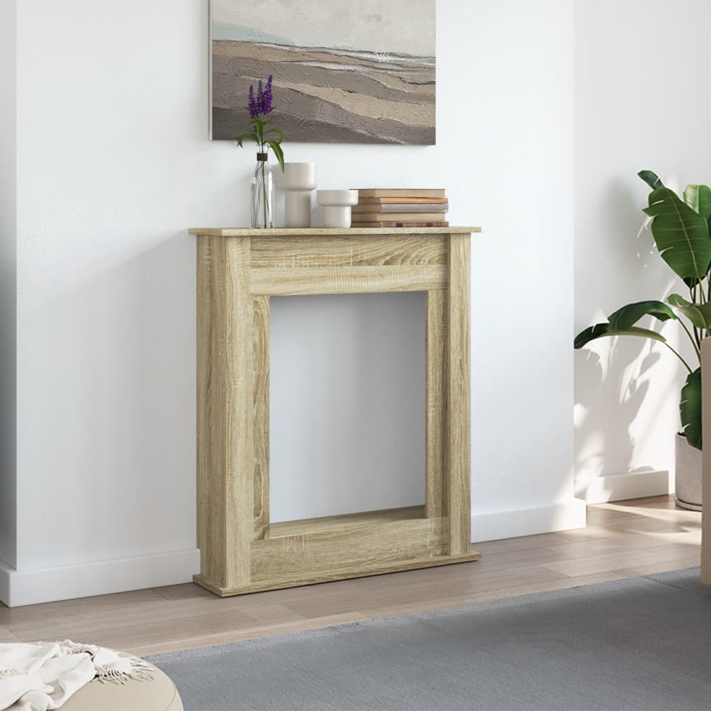 Marco de chimenea VidaXL 75x20x87,5 cm de madera contrachapada color roble sonoma