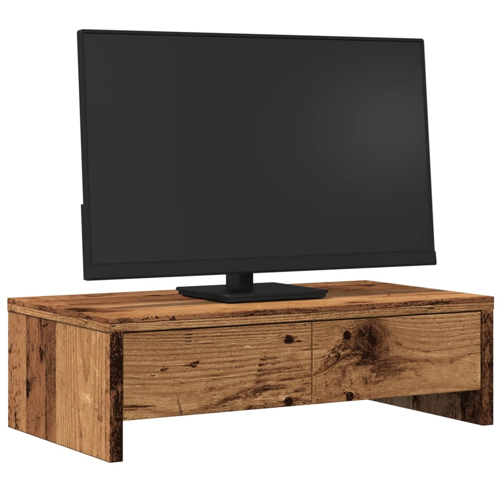 Vidaxl Monitor Stand con cassetti 50x27x15 cm Legno vecchia elaborato