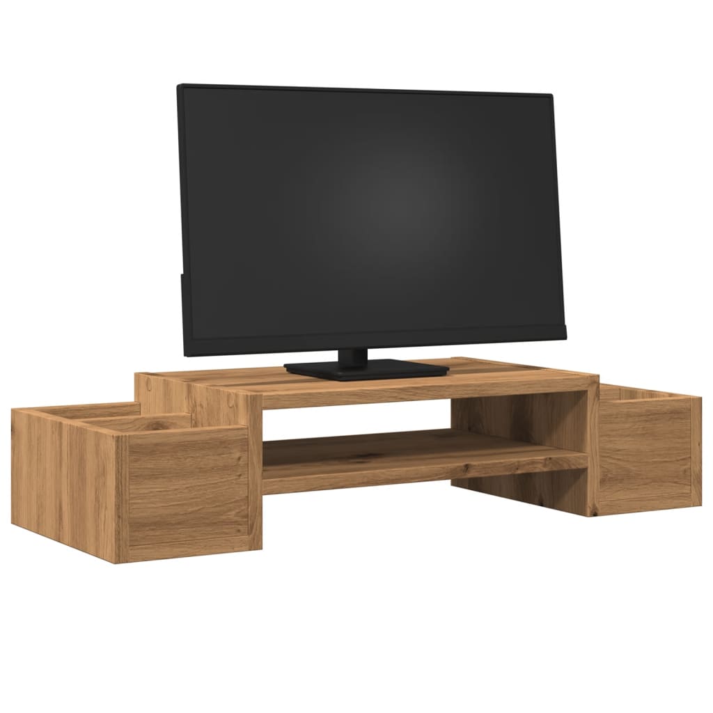 Espacio de almacenamiento de soporte de monitor Vidaxl 70x27x15 cm de roble artesanal de madera