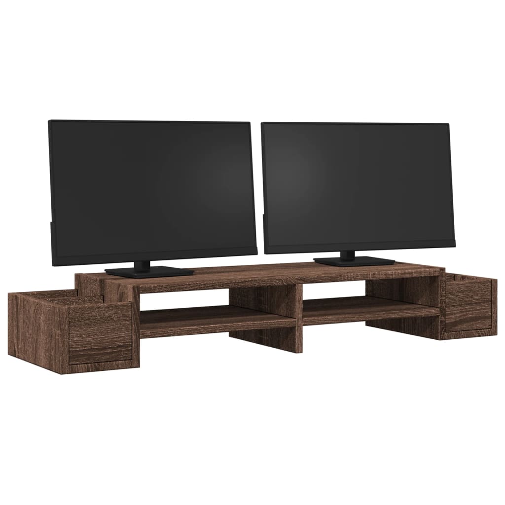 Soporte de monitor Vidaxl con espacio de almacenamiento 100x27x15 cm de roble marrón de madera