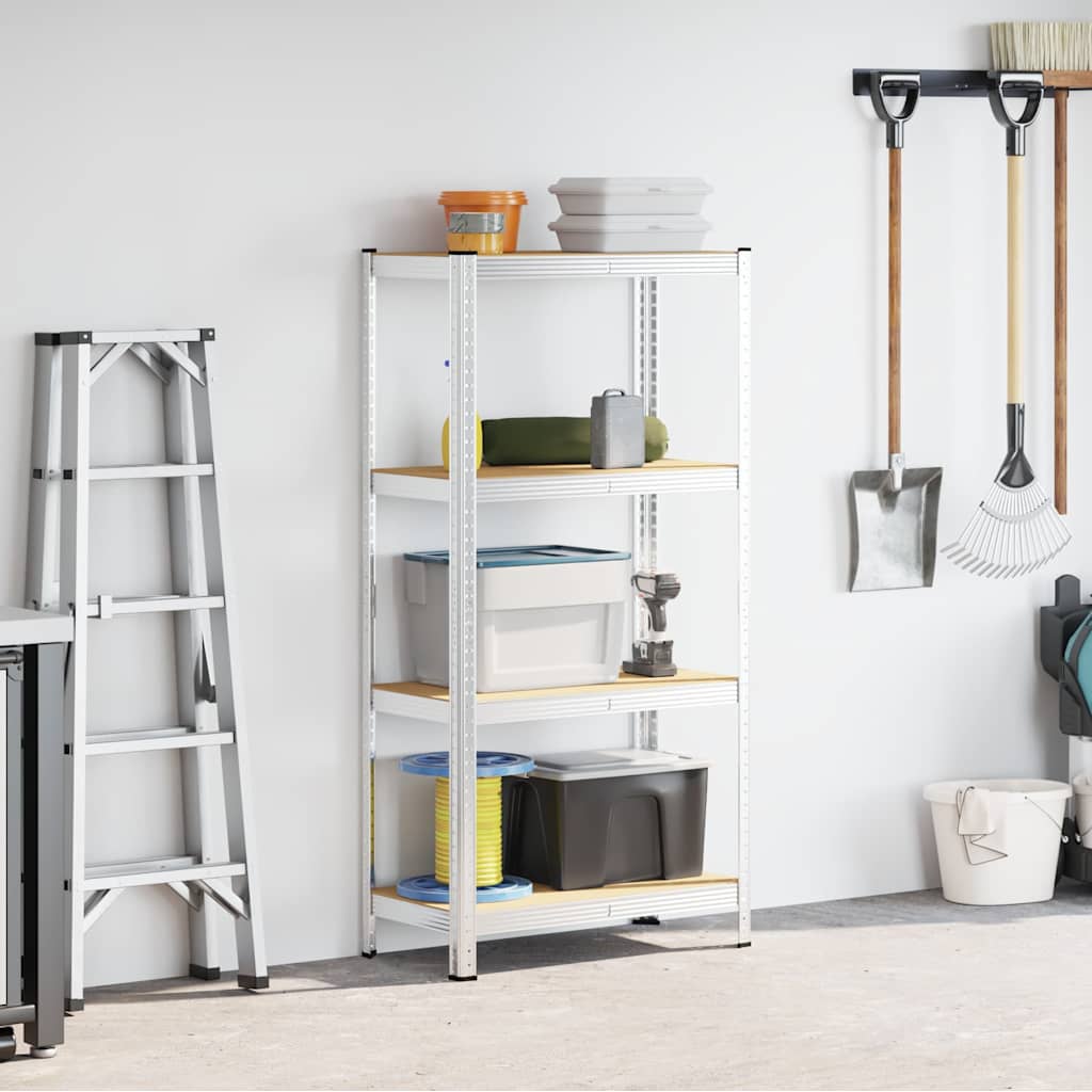 Vidaxl Storage Rack Acero de 4 capas y color de plata procesada de madera