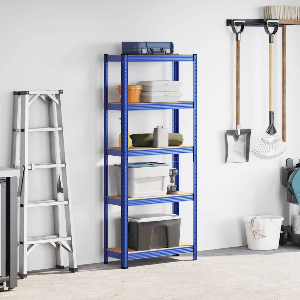 Vidaxl Storage Rack de acero de 5 capas de madera procesada azul
