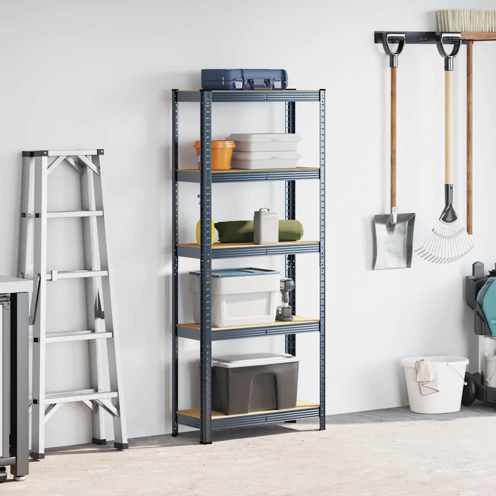 Vidaxl Storage Rack de acero de 5 capas de madera procesada antracita