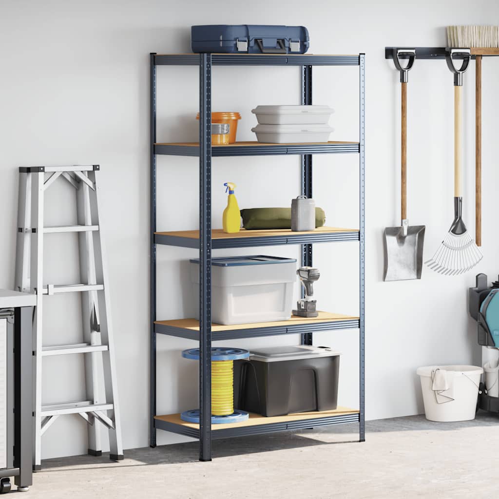 Vidaxl Storage Rack Acciaio in acciaio a 5 strati Elaborato in legno antracite