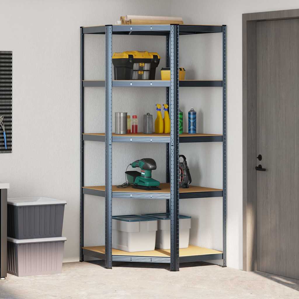 Estante esquinero Vidaxl de 5 capas de acero y madera contrachapada, antracita