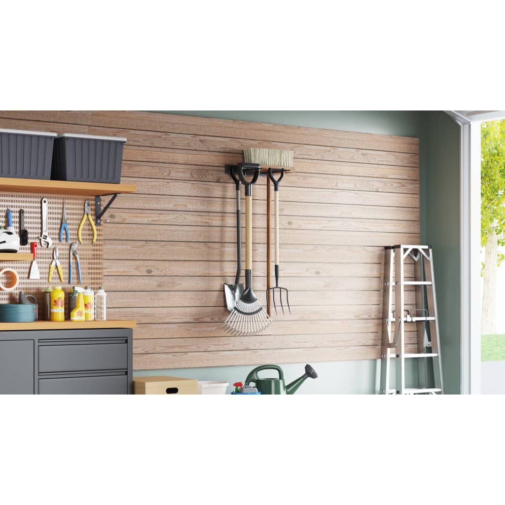 Vidaxl Garden Tool Rack Steel de montaje de pared Negro